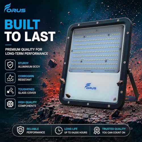 Image of Forus 200W LED Flood Light IP67 Waterproof, Red Outdoor Decorative Floodlight for Garden Decor, Landscape, Parking, Warehouse, High Mast Security Light with 4 Year Warranty