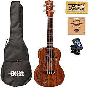 Luna Concert Ukulele Maluhia with Gigbag,Tuner,Strings & PC