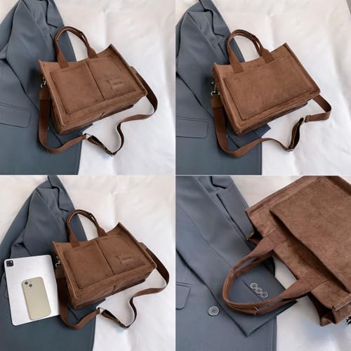 Image of Cherry Tote Bag for Women Canvas Patched Purse Cute Shoulder Bag Multi-Pocket Satchel Handbag for work travel