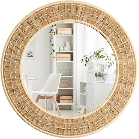 Barnyard Designs Rattan Bathroom Mirror Cover
