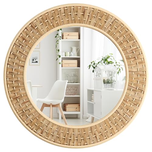 Barnyard Designs Woven Rattan Bathroom Mirror...