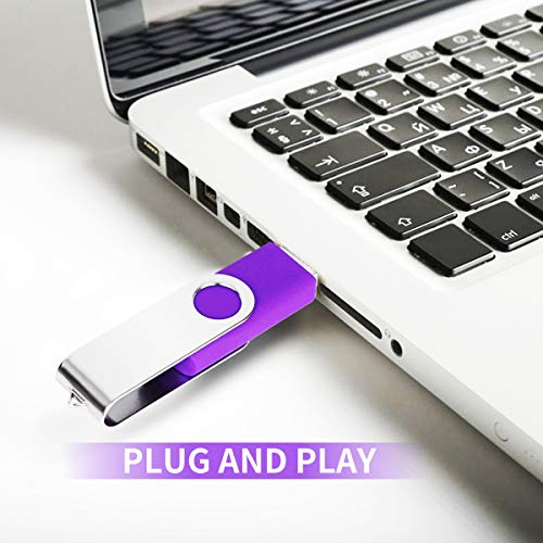 Image of 1GB USB Flash Drive 1PCS, EASTBULL USB 2.0 Thumb Drive Swivel USB Stick Memory Stick Metal Thumb Drives (Purple)