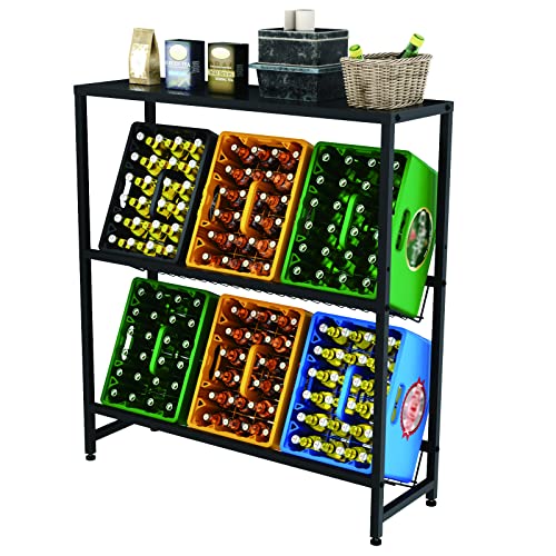 Rainsworth Getränkekistenregal mit Ablage, mit Gitterhalterung aus Metall, 33T x 103B x 113H cm...