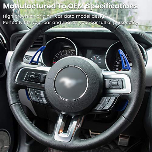 Image of E-cowlboy Steering Wheel Shift Paddle Extended Shifter Trim Cover for Ford Mustang 2015 2016 2017 2018 2019 2020 2021 2022 2023 Interior Decoration Accessories Aluminum Alloy (Blue 2PCS)
