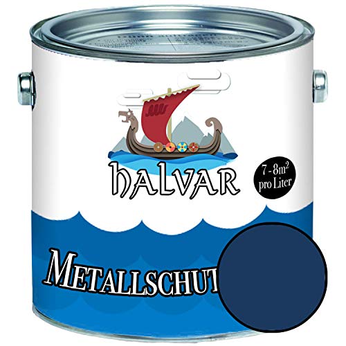Halvar Metallschutzlack SEIDENMATT Blau RAL 5000-5024 Metallfarbe besonders robuster Kunstharzlack Wetterbeständig & perfekter Langzeitschutz Metall (1 L, RAL 5013 Kobaltblau)