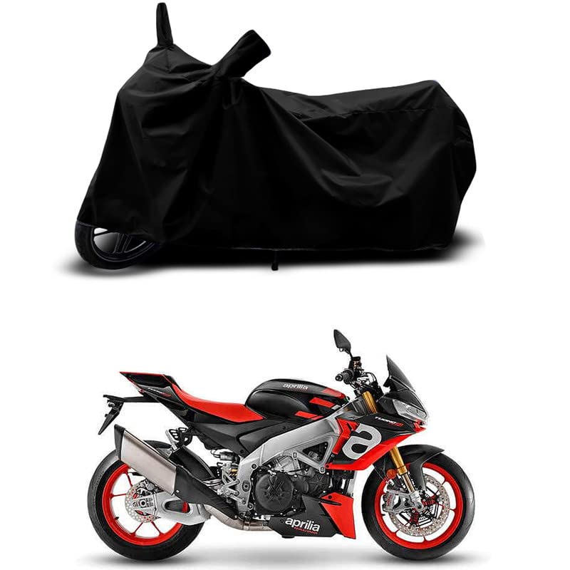 Image of 100% Scratchproof /UV-Rays /Heat Protection /Birds Dropping /Water Resistant /Dust Proof /Waterproof /Bike Scooty Two Wheeler Body Cover Compatible for Aprilia Tuono 660 STD All Varients[Black]