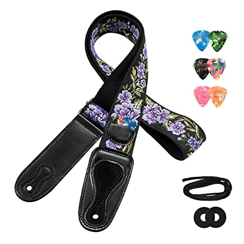 BIPROS Sangle de Guitare avec 6 médiators 2 serrures for Basse de Guitare Acoustique électrique (Color : Purple) - Les Beatles, Paul McCartney, John Lennon, RIngo Starr, George Harrison BIPROS Sangle de Guitare avec 6 médiators 2 serrures for Basse de Guitare Acoustique électrique (Color : Purple)