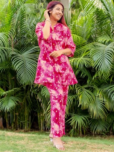 Image of Libas Womens Printed Silk Blend Co ord Set for Women | daily wear | casual wear | office wear