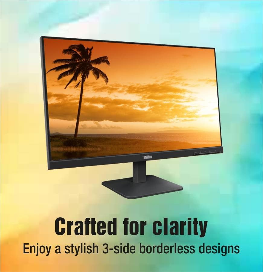 Image of Lenovo ThinkVision S24-4e | 23.8 inch (54.61 cm) FHD IPS 100Hz Ultraslim Monitor | 4ms, 99% sRGB, 16.7Mn Colors, 1x HDMI 1.4, 1x VGA,TUV Eye Comfort, Low Blue Light| Tilt | Black