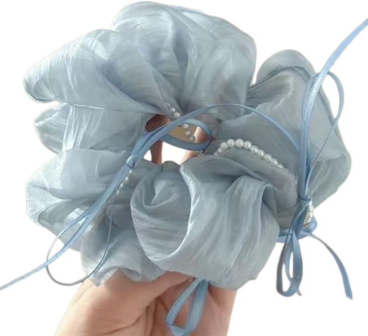 エレガントなオーガンザリボンヘッドバンド、ライトブルー1個、レディースヘッドバンド