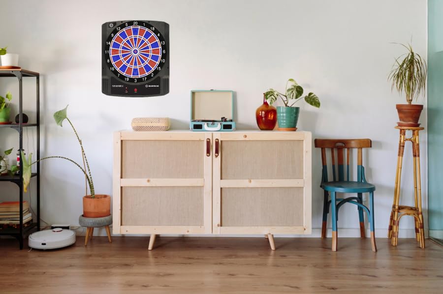 Carromco Elektronische Dartscheibe mit App - Turbo Charger 4.0 - Set: 6 Softdarts, 20 Ersatzspitzen, USB-Kabel, Wandmontage - smartes Dartboard mit Bluetooth, 2-Loch-Segmente, 45 x 51 x 4,2 cm