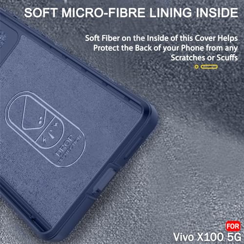 Image of TheGiftKart Liquid Silicon Back Cover Case for Vivo X100 5G | Shockproof Military Grade Protection | Micro-Fibre Cloth On Inner Side | Built-in Anti-Slip Grip Vivo X100 5G Back Cover (TPU, Blue)
