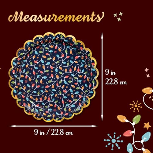 Image of Confettiville Christmas Paper Plates, 50-Count Disposable Christmas Dinner Plates, Scalloped Gold, Party Supplies