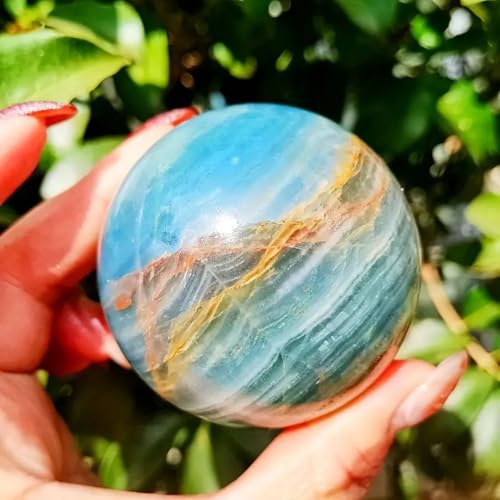 Sphère en cristal bleu quartz de 6 cm pour la décoration et le feng shui de maison