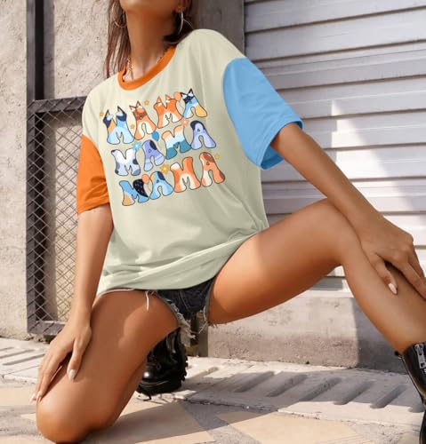 Oversized Mama Shirt Woman Mom Letter Print Tshirt Trendy Mama Shirts Graphic Tees Short Sleeve Tops4