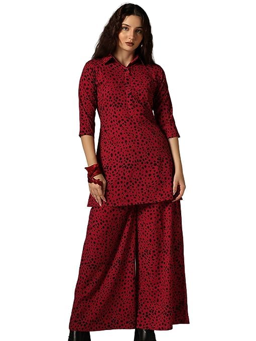 Image of DHRUVI TRENDZ Rayon Co-Ord Set For Women | Co-Ord Set For Women Stylish | Festive Co-Ord Set For Women | Travel Co-Ord Set For Women | 3 /4 Sleeve Women's Co-Ord Set