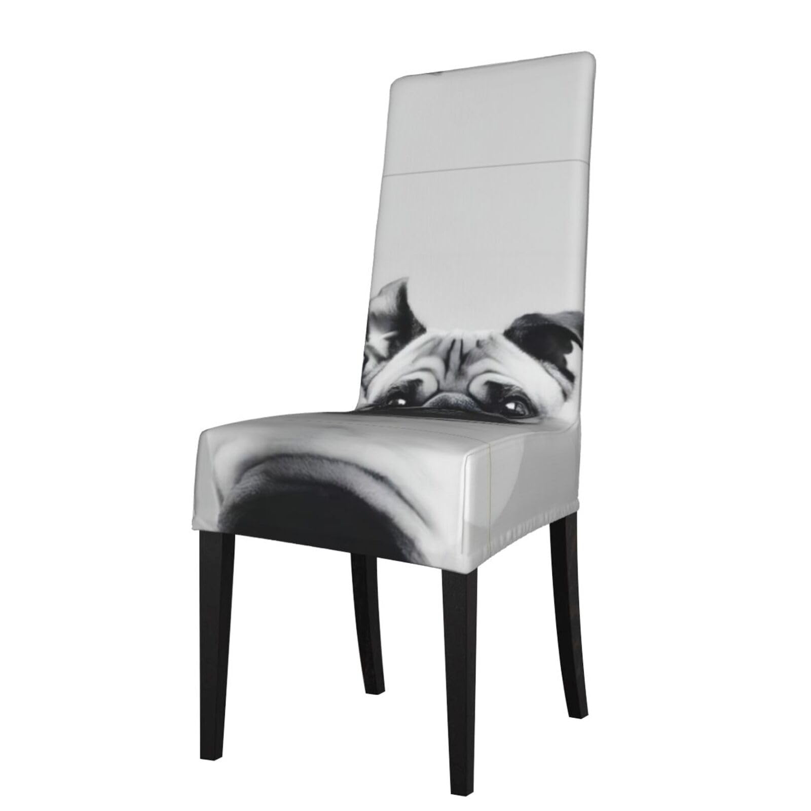 HLSBSSL Pug Printed dining chair covers, wrinkle-resistant and iron-free, suitable for hotels, banquets, and conferences