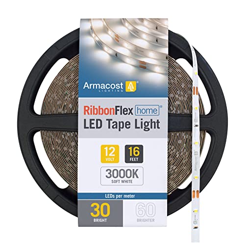 Image of Armacost Lighting RibbonFlex Home 12V White LED Strip Light Tape 30 LED /m 3000K 16 ft (5m), 16.4 ft (5m) 141232