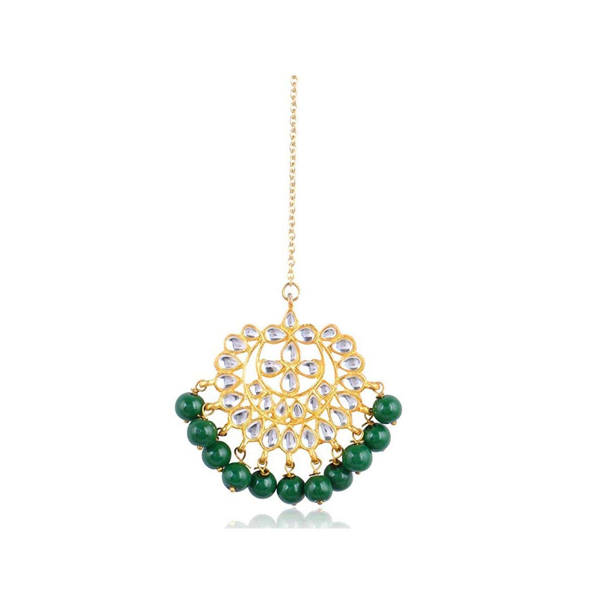 Karatcart Traditional Gold Plated Green Beads Kundan Maang-Tikka for Women (B08N1G8XHJ) Amazon Price History, Amazon Price Tracker
