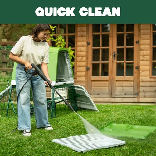 Image of Omlet Portable Chicken Coop Go Up | Easy to Clean and Maintain Plastic Chicken Tractor | Cool in Summer, Warm in Winter Weatherproof Hen House | Green Coop with Wheels