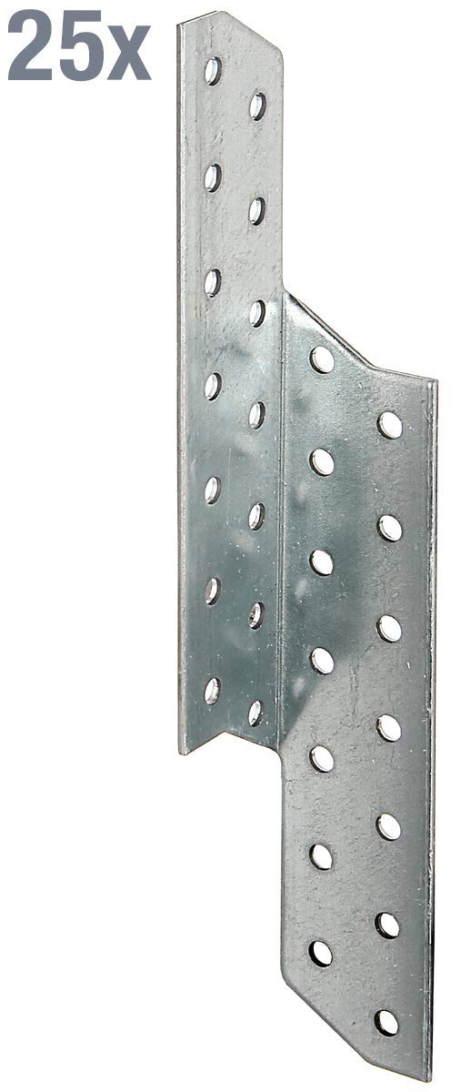 Alberts 846916 Équerre renvoyée | utilisable à droite | galvanisée Sendzimir | 32 x 32 x 210 mm | kit de 25