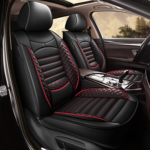 JIAMAOXIN Seat Covers for Audi A5 2011-2022 Car Seat Covers Full Set 5 Seats Waterproof Faux Leather Car Seat Cushion Protector Compatible Airbag (Black & Red)