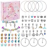 【El regalo perfecto para niñas】: Un regalo ideal para cumpleaños, Navidad o cualquier festividad para todas las jóvenes. A todas las pequeñas princesas les encantará este encantador juego de pulseras con charms. Es un regalo excelente para niñas y añade una deliciosa creatividad a las actividades manuales de las fiestas. Adecuado como regalo de Navidad para niños, niñas, adolescentes y adultos por igual.