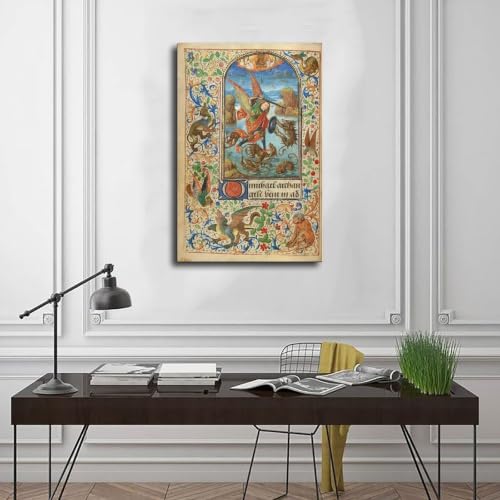 Impression sur toile manuscrits illuminés Saint Michel grand format - 3
