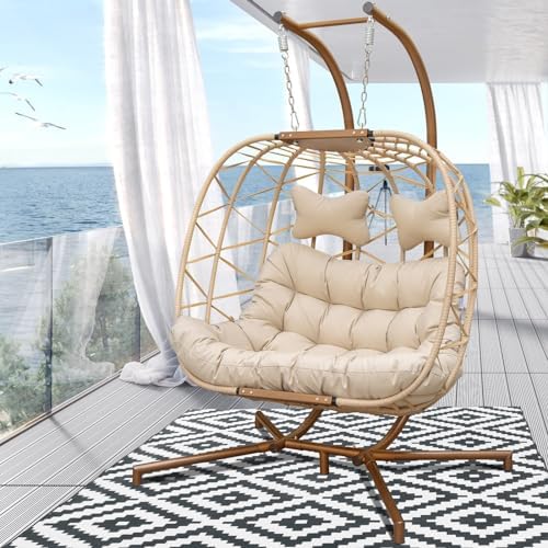 Island Gale Luxury 2 Person Outdoor Patio Hanging Wicker