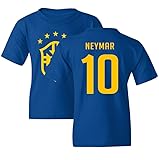 Neymar 10 Jersey Style – Brazil Soccer Cup Fan Youth Unisex T-Shirt (Royal, Youth Medium)