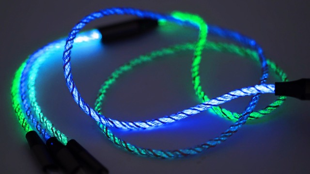 Image of 3 Combinations Multi Ports USB Charger Cable USB A to Micro USB /Type C PD Fast Charging Cord Light Up LED Current Flow to be a Night Light Compatible with Most of device-39 inches RGB