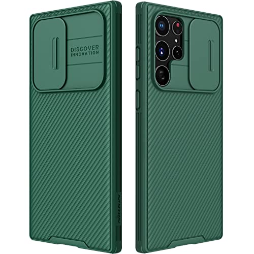 Image of Galaxy S22 Ultra Case with Camera Cover,S22 Ultra Slim Fit Thin Polycarbonate Protective Shockproof Cover with Slide Camera Cover, Upgraded Case for Samsung Galaxy S22 Ultra (Green)