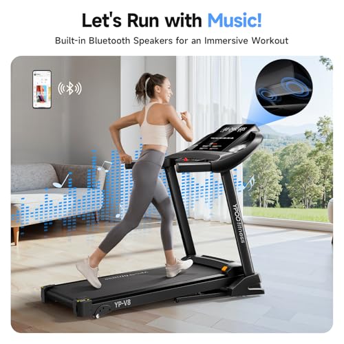 Treadmills for Home with Incline, Auto Foldable Running Treadmills, 8.0 MPH Walking Pad Treadmill with Bluetooth, 300 lbs Weight Capacity Quiet - Image 4
