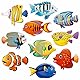 50 Stück Tropische Fischausschnitte, Bunte Fisch-Meerestier-Akzente, Ausschnitte, Pinnwand, Klassenzimmer-Dekoration in 10 Designs, Ozean-Motto-Party-Zubehör für Kinder, Lehrer, Schüler