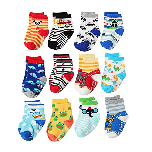 12 Pack Newborn Baby Infant Toddler Unisex Socks Baby Girl Boy Prints Non Slip Floor Cute Cotton Socks