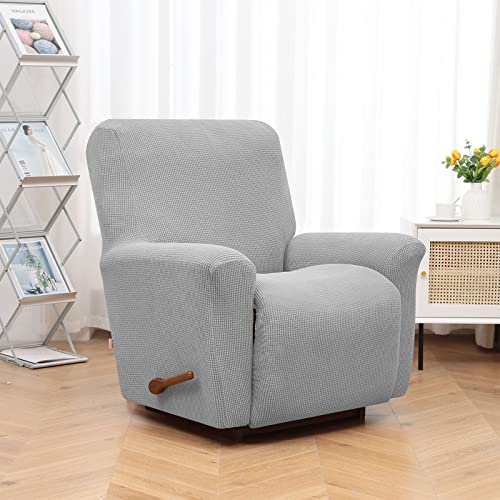Kekuou Recliner Chair Covers Lazy Boy Recliner Covers Stretch Couch Cover Slipcovers 1 Piece Furniture Protector With Elastic Bottom For Dog,Kids.(Recliner, Silver) #TOP1