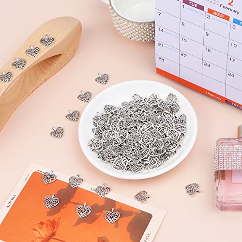 Craftshou 250 Pieces Alloy Heart Charms Antique Silver Plated Hollow Lovely Heart Pendants Jewelry Making Heart Charms For Diy Bracelet Necklace Earring Crafts Making #TOP6