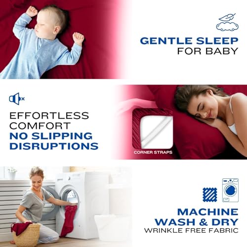 Image of DREAMCARE Full Size Sheets - Cooling Sheets - 4pcs Set - up to 15 inch Deep Pocket Full Sheet Set - Sheets Full Size Bed - Soft & Long Lasting 100% Fine Brushed Polyester with Side Pocket - Burgundy