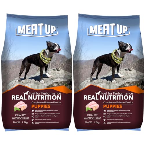 Meat Up Puppy Chicken Flavour Dry Dog Food, 1.2 kg (Buy 1 Get 1 Free)