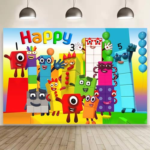 Number Birthday Party Decorations 5x3ft Happy Birthday Back Drop Banner Theme Backdrop Banner for Game Party Decorations Indoor Outdoor.