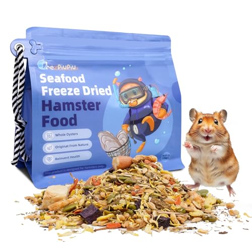 Premium Hamster Food 10.23oz – Natural High-Protein Complete Diet with Freeze-Dried Cod, Antarctic Krill & Black Soldier Fly Larvae – Supports Digestion, Dental Care & Immune Health – Travel Bag