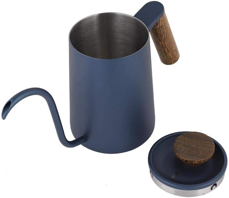 Fdit 600ml Fashion Stainless Steel Handle Drip Coffee Pot Long Gooseneck Spout Kettle (（Blue）)