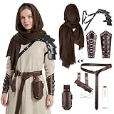 Joyincoser Juego de accesorios para disfraz de caballero medieval, 8 unidades, disfraz de vikingo medieval, pañuelo retro para hombre, braga de hombro, protector de brazo, riñonera, rana espada para