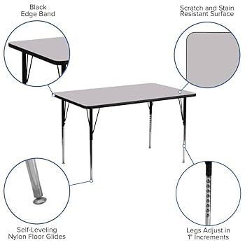 Amazon.com: Flash Furniture 24''W x 48''L Rectangular Grey