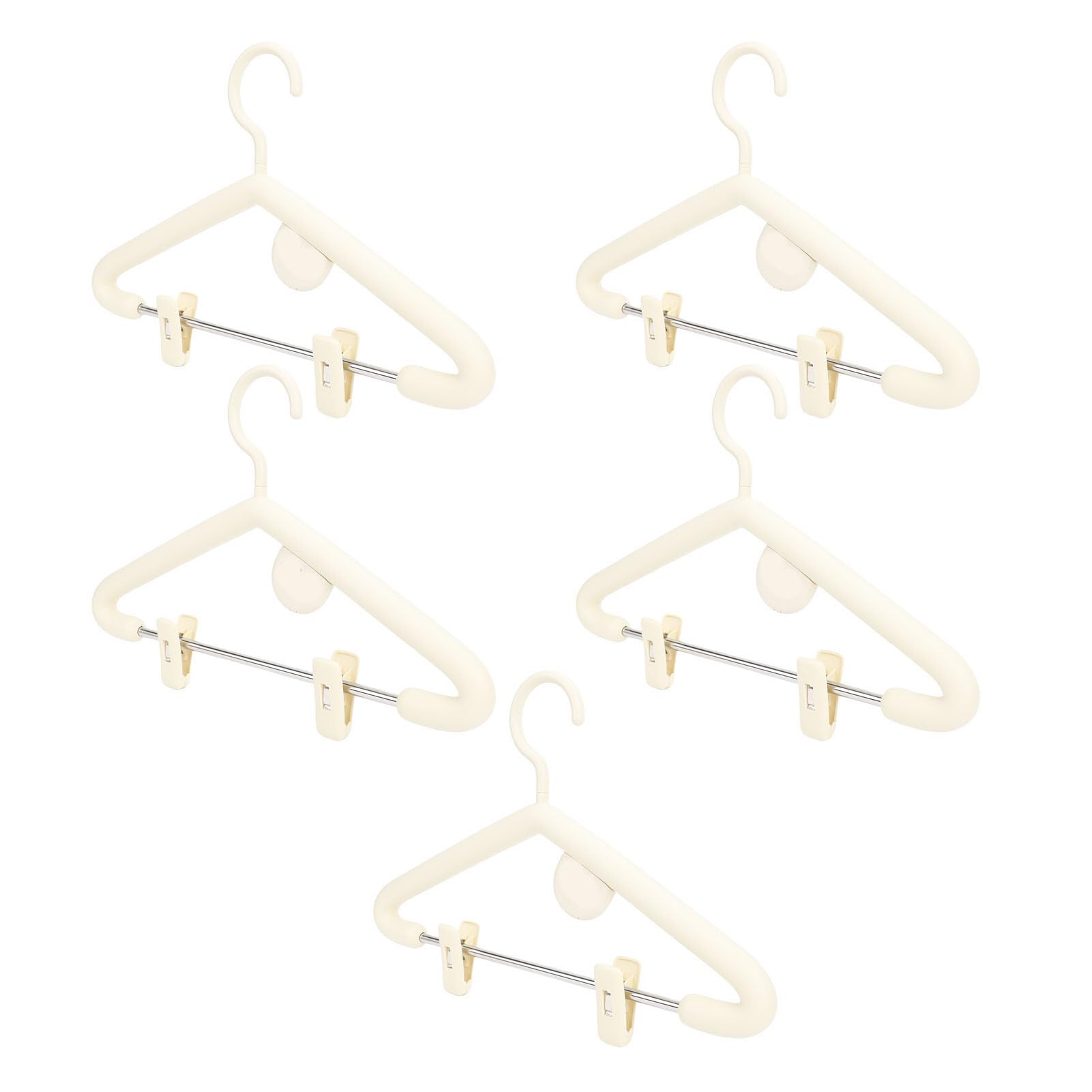 Cintres antidérapants en acier inoxydable peu encombrant blanc crème 5 pcs