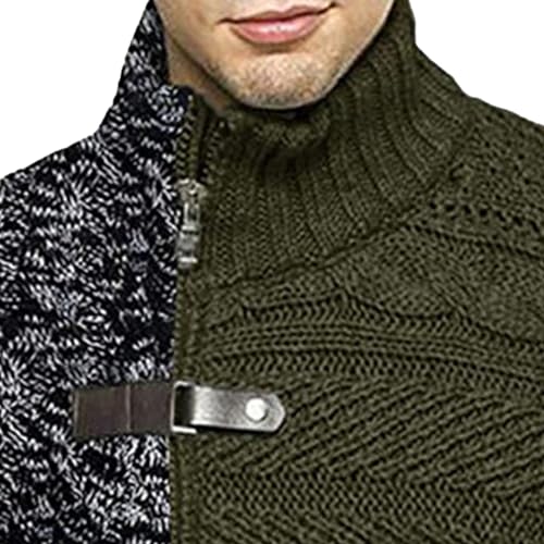 Men's Turtleneck Cardigan Sweaters Slim Fit Button Down Cable Knitted Sweater Long Sleeve Zipper Sweater Jacket2