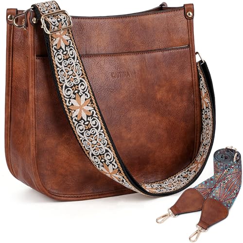 Image of Crossbody Bag Women Vegan Leather Hobo Handbag Trendy Crossbody Shoulder Bag Purses For Women with 2 Adjustable Strap