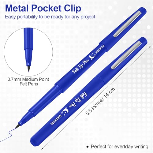 Image of Fuyoooo 36 Pcs Dark Blue Felt Tip Pens Bulk, Quick Dry, 0.7 mm Medium Point