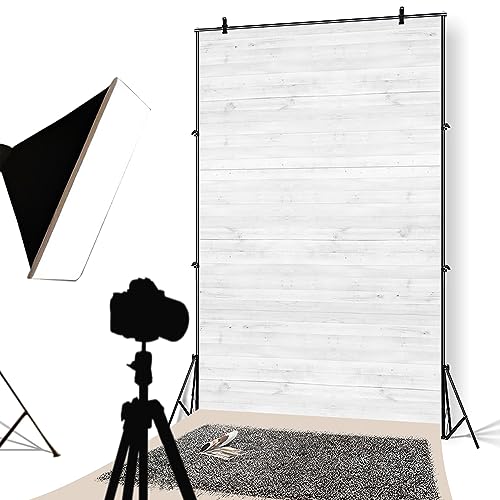 YongFoto 2x3m Vinyl White Wood Backdrops for Photography Rustic Wooden Board Photo Background Crafts Party Wall Picture Taking Photo Studio Props - Image 2