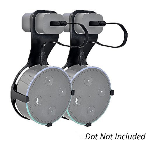 Adika Wall Mount for Dot 2nd Generation(2 pcs Black) - Wall Hanger Cable Holder for Dot 2nd Generation No Drilling Screwless Full Protection Easy Mount Home Accessories